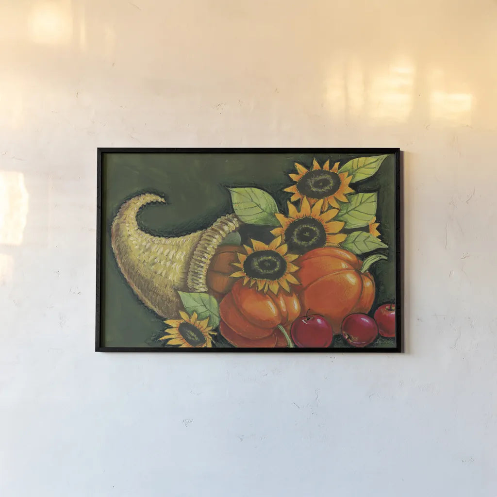 Cornucopia by Anne Tavoletti. shown as a paper print in a black flame. Available as a archival giclee rolled canvas, fine art paper, or poster print. SKU 26707i.
