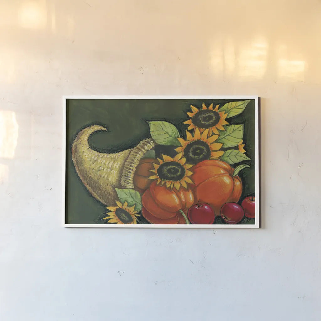 Cornucopia by Anne Tavoletti. shown as a paper print in a white frame. Available as a archival giclee rolled canvas, fine art paper, or poster print. SKU 26707i.