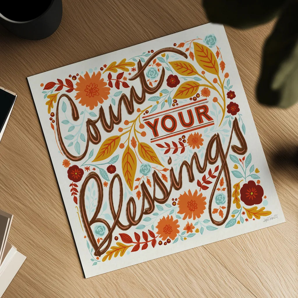 Count Your Blessings I by Anne Tavoletti. Shown as a detailed flat fine art print, highlighting archival giclee quality. Available as an archival giclee rolled canvas, fine art paper, or poster print. SKU 68631a.