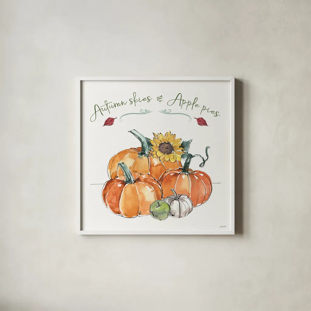 Country Harvest III by Anne Tavoletti. Shown in a crisp white glass frame for a clean and minimalist style. Available as an archival giclee rolled canvas, fine art paper, or poster print. SKU 73548a.
