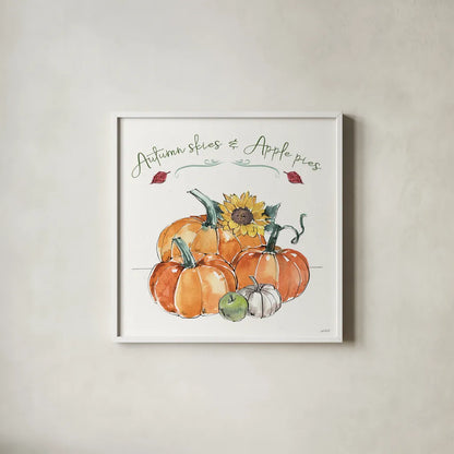Country Harvest III by Anne Tavoletti. Shown in a crisp white glass frame for a clean and minimalist style. Available as an archival giclee rolled canvas, fine art paper, or poster print. SKU 73548a.