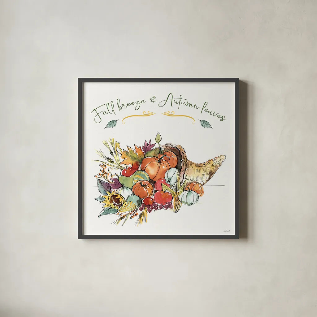 Country Harvest IV by Anne Tavoletti. Shown in a sleek black glass frame for a contemporary gallery look. Available as an archival giclee rolled canvas, fine art paper, or poster print. SKU 73549a.