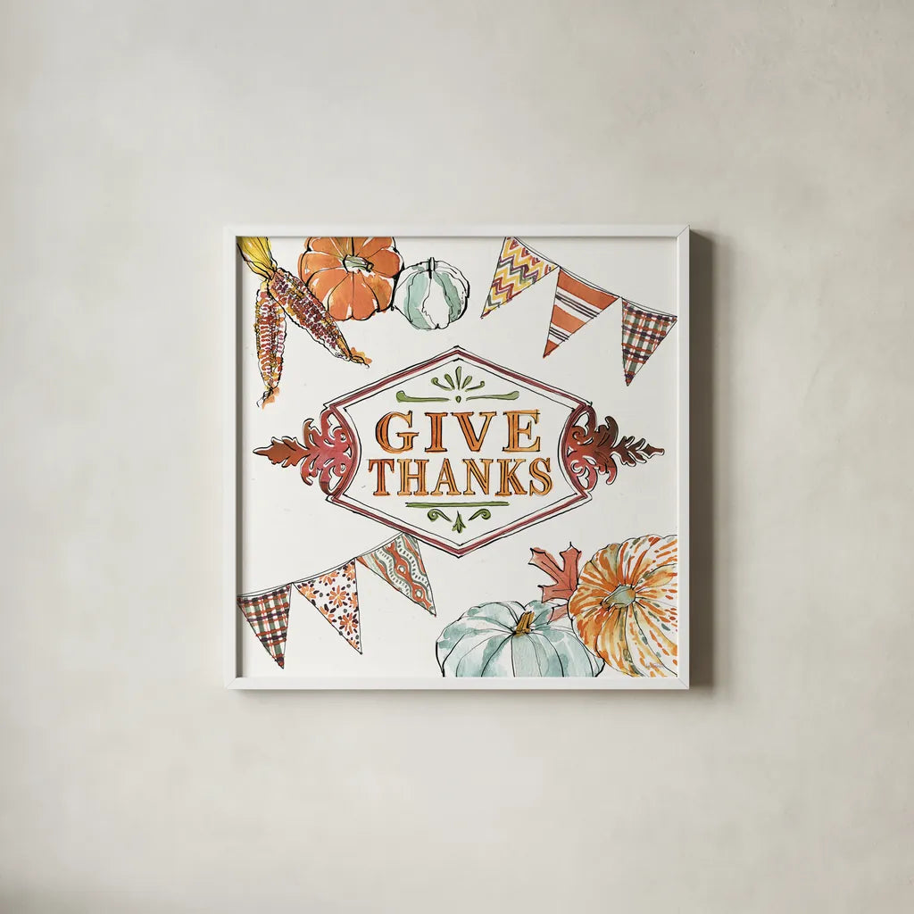 Country Harvest V by Anne Tavoletti. Shown in a crisp white glass frame for a clean and minimalist style. Available as an archival giclee rolled canvas, fine art paper, or poster print. SKU 73550a.