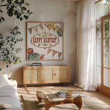 Country Harvest VI by Anne Tavoletti. Shown in a natural wood frame in a cozy modern living room. Available as an archival giclee rolled canvas, fine art paper, or poster print. SKU 73551a.