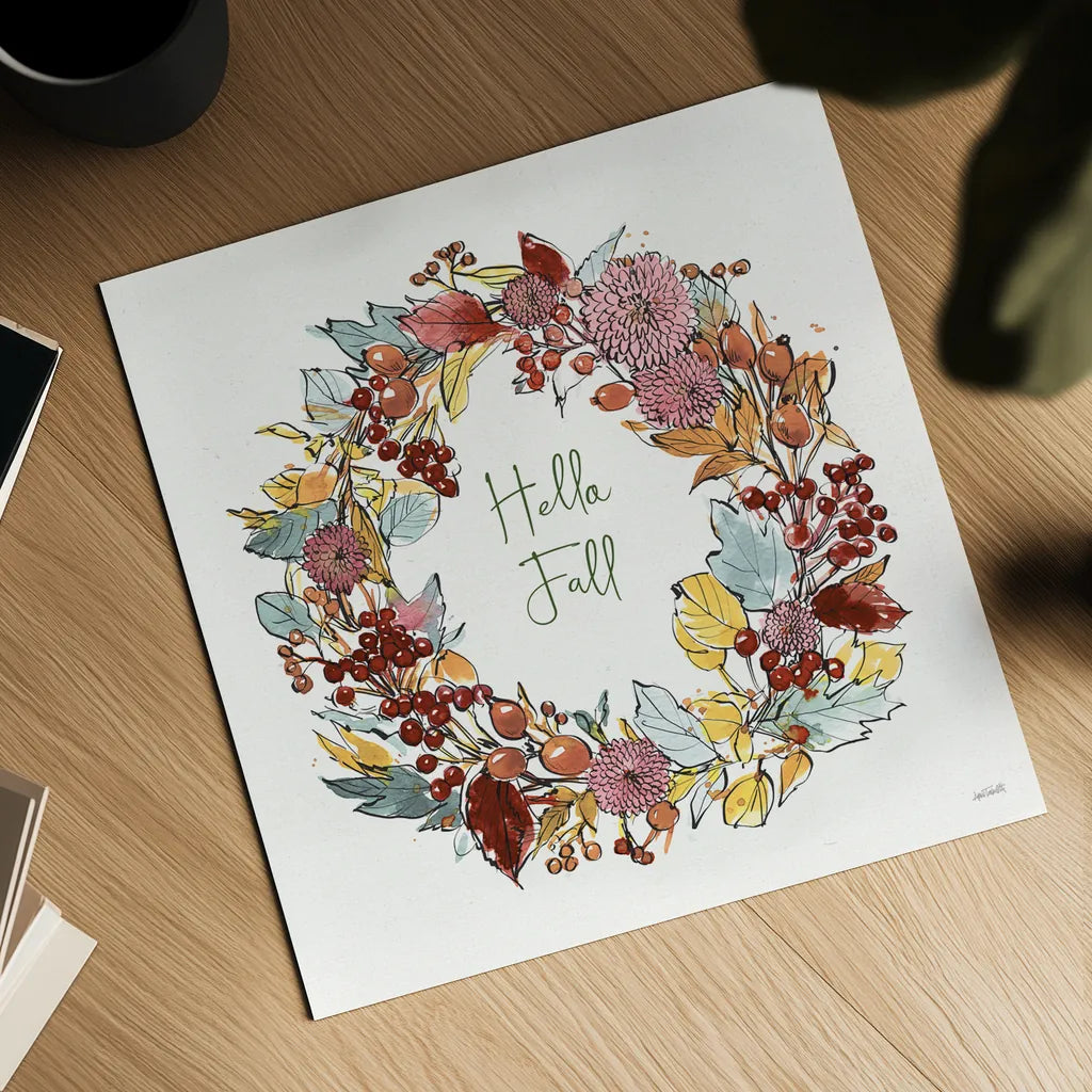 Country Harvest VII Hello by Anne Tavoletti. Shown as a detailed flat fine art print, highlighting archival giclee quality. Available as an archival giclee rolled canvas, fine art paper, or poster print. SKU 76174a.