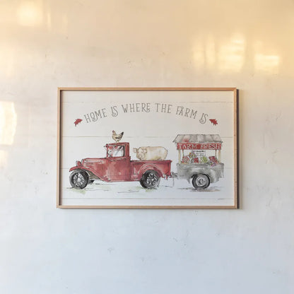 Country Life I by Anne Tavoletti. shown as a paper print in a natural frame. Available as a archival giclee rolled canvas, fine art paper, or poster print. SKU 43162i.