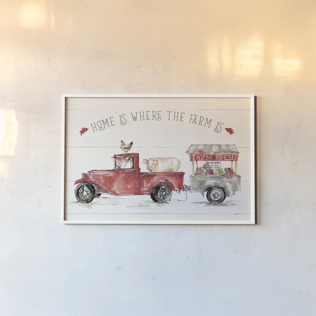 Country Life I by Anne Tavoletti. shown as a paper print in a white frame. Available as a archival giclee rolled canvas, fine art paper, or poster print. SKU 43162i.