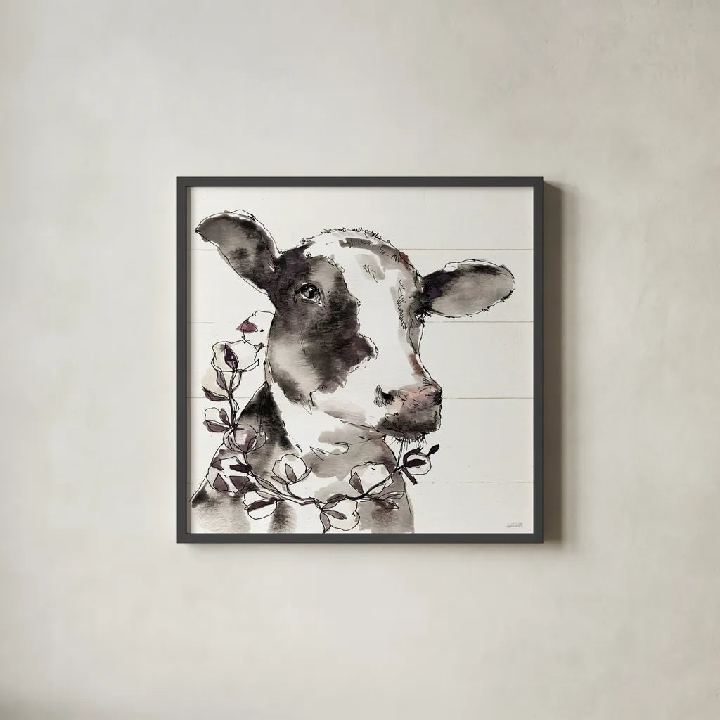 Country Life IV by Anne Tavoletti. Shown in a sleek black glass frame for a contemporary gallery look. Available as an archival giclee rolled canvas, fine art paper, or poster print. SKU 43165a.