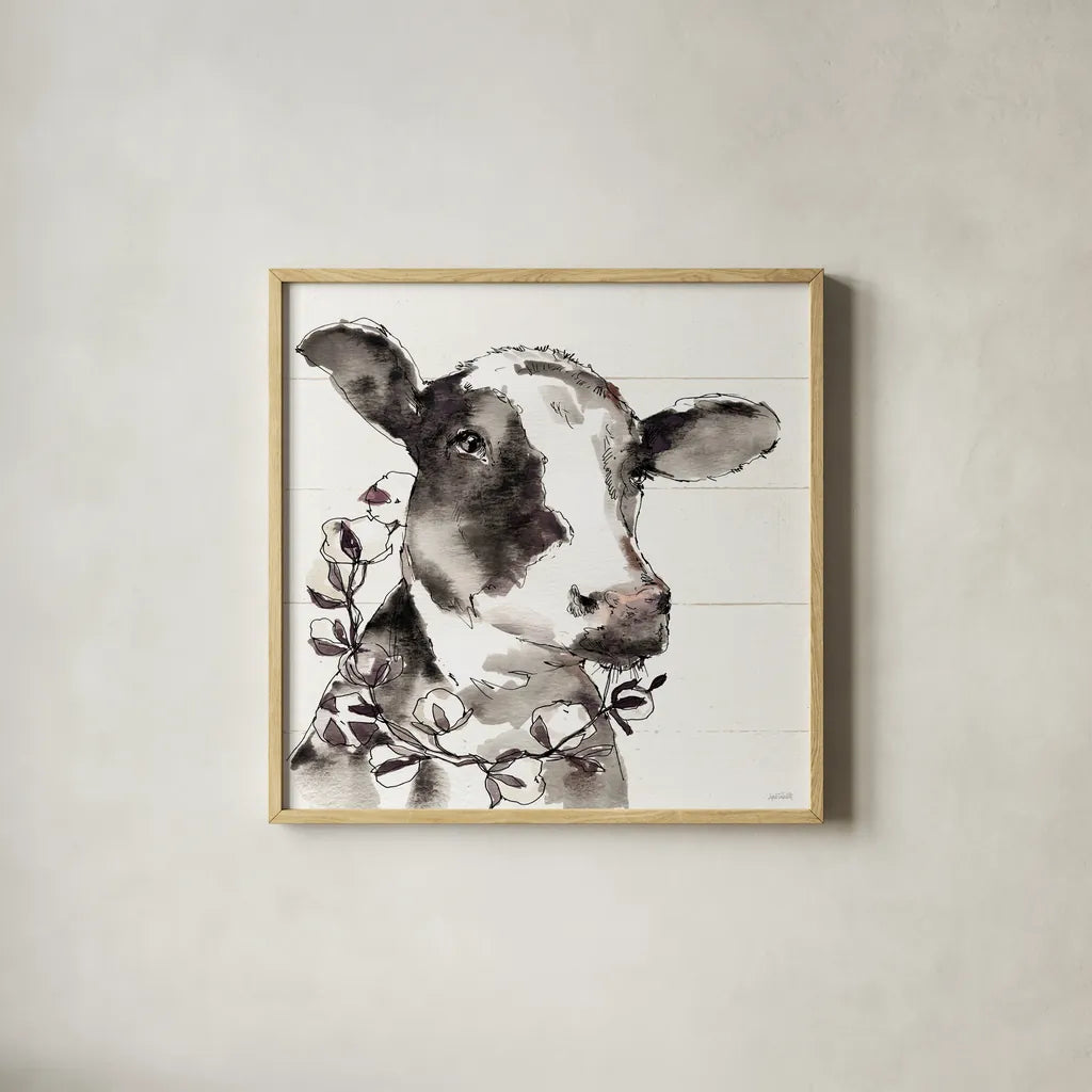 Country Life IV by Anne Tavoletti. Shown in a natural wood glass frame for a timeless modern aesthetic. Available as an archival giclee rolled canvas, fine art paper, or poster print. SKU 43165a.