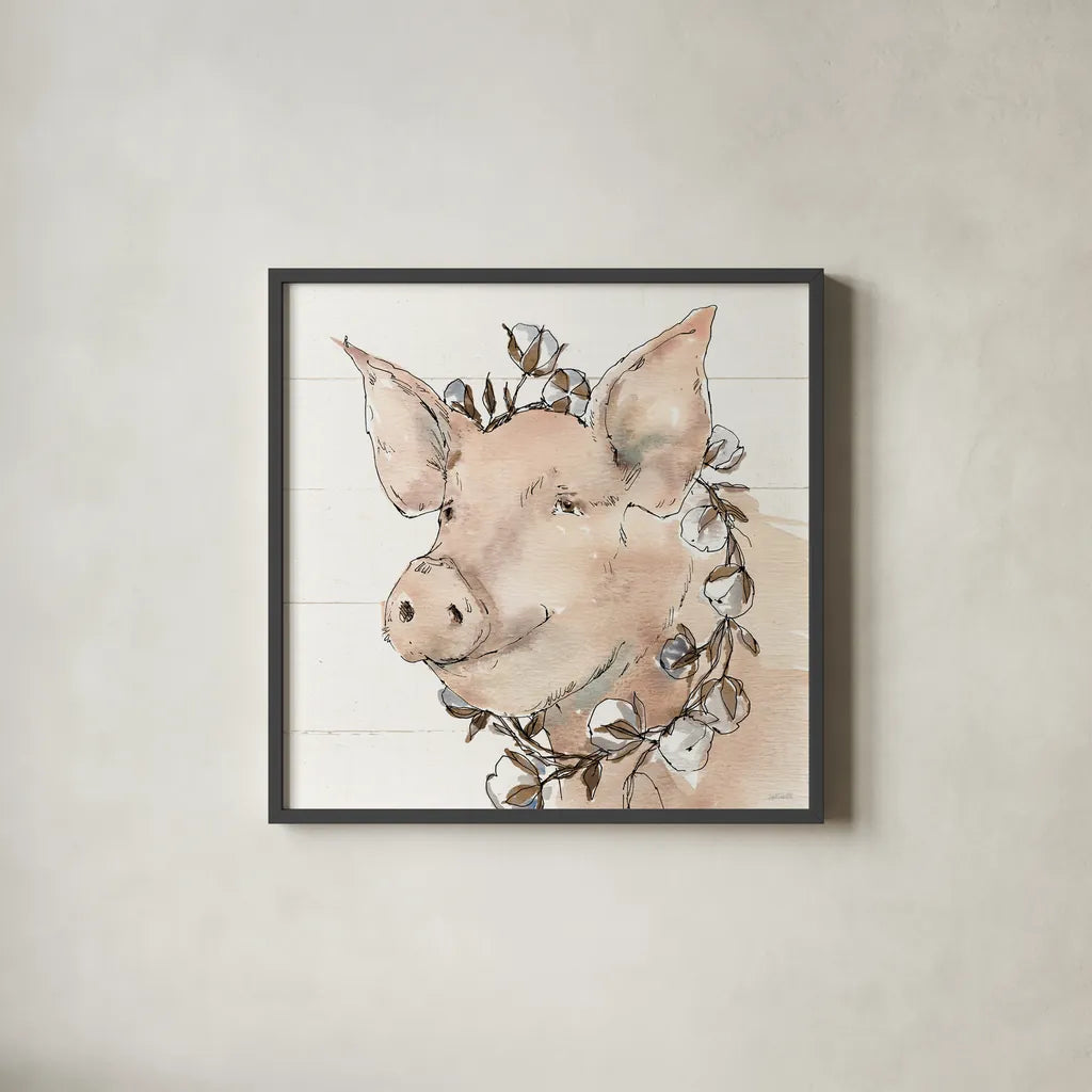 Country Life V by Anne Tavoletti. Shown in a sleek black glass frame for a contemporary gallery look. Available as an archival giclee rolled canvas, fine art paper, or poster print. SKU 43166a.