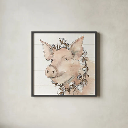 Country Life V by Anne Tavoletti. Shown in a sleek black glass frame for a contemporary gallery look. Available as an archival giclee rolled canvas, fine art paper, or poster print. SKU 43166a.