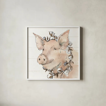 Country Life V by Anne Tavoletti. Shown in a crisp white glass frame for a clean and minimalist style. Available as an archival giclee rolled canvas, fine art paper, or poster print. SKU 43166a.