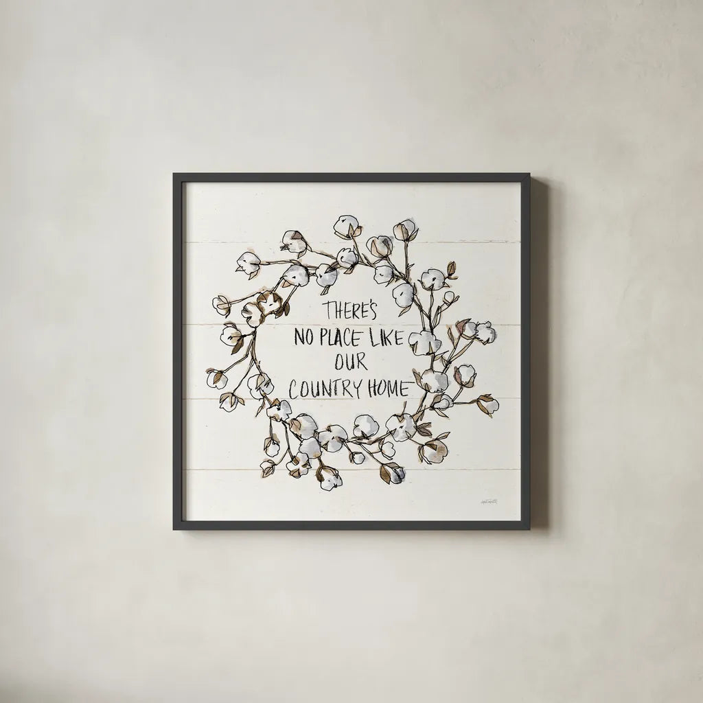 Country Life VI Home by Anne Tavoletti. Shown in a sleek black glass frame for a contemporary gallery look. Available as an archival giclee rolled canvas, fine art paper, or poster print. SKU 78244a.