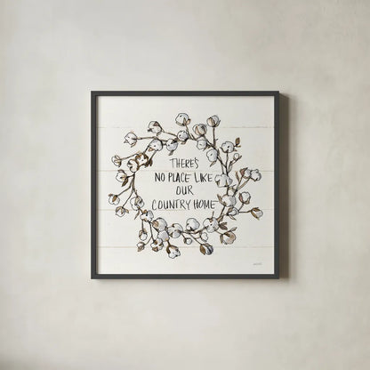 Country Life VI Home by Anne Tavoletti. Shown in a sleek black glass frame for a contemporary gallery look. Available as an archival giclee rolled canvas, fine art paper, or poster print. SKU 78244a.