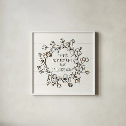 Country Life VI Home by Anne Tavoletti. Shown in a crisp white glass frame for a clean and minimalist style. Available as an archival giclee rolled canvas, fine art paper, or poster print. SKU 78244a.