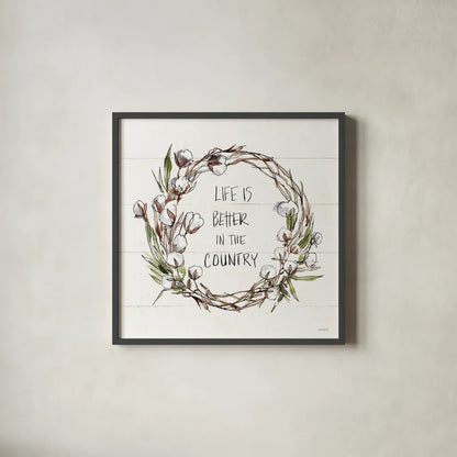 Country Life VII by Anne Tavoletti. Shown in a sleek black glass frame for a contemporary gallery look. Available as an archival giclee rolled canvas, fine art paper, or poster print. SKU 43168a.