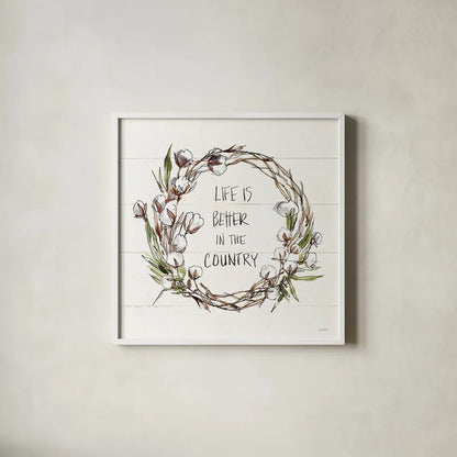 Country Life VII by Anne Tavoletti. Shown in a crisp white glass frame for a clean and minimalist style. Available as an archival giclee rolled canvas, fine art paper, or poster print. SKU 43168a.