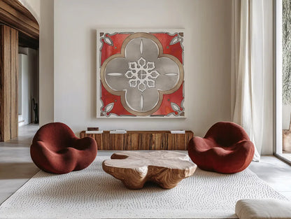 Country Life XI by Anne Tavoletti. Shown as extra-large giant wall art in a modern living room. Available as an archival giclee rolled canvas, fine art paper, or poster print. SKU 43172a.