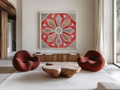 Country Life XII by Anne Tavoletti. Shown as extra-large giant wall art in a modern living room. Available as an archival giclee rolled canvas, fine art paper, or poster print. SKU 43173a.