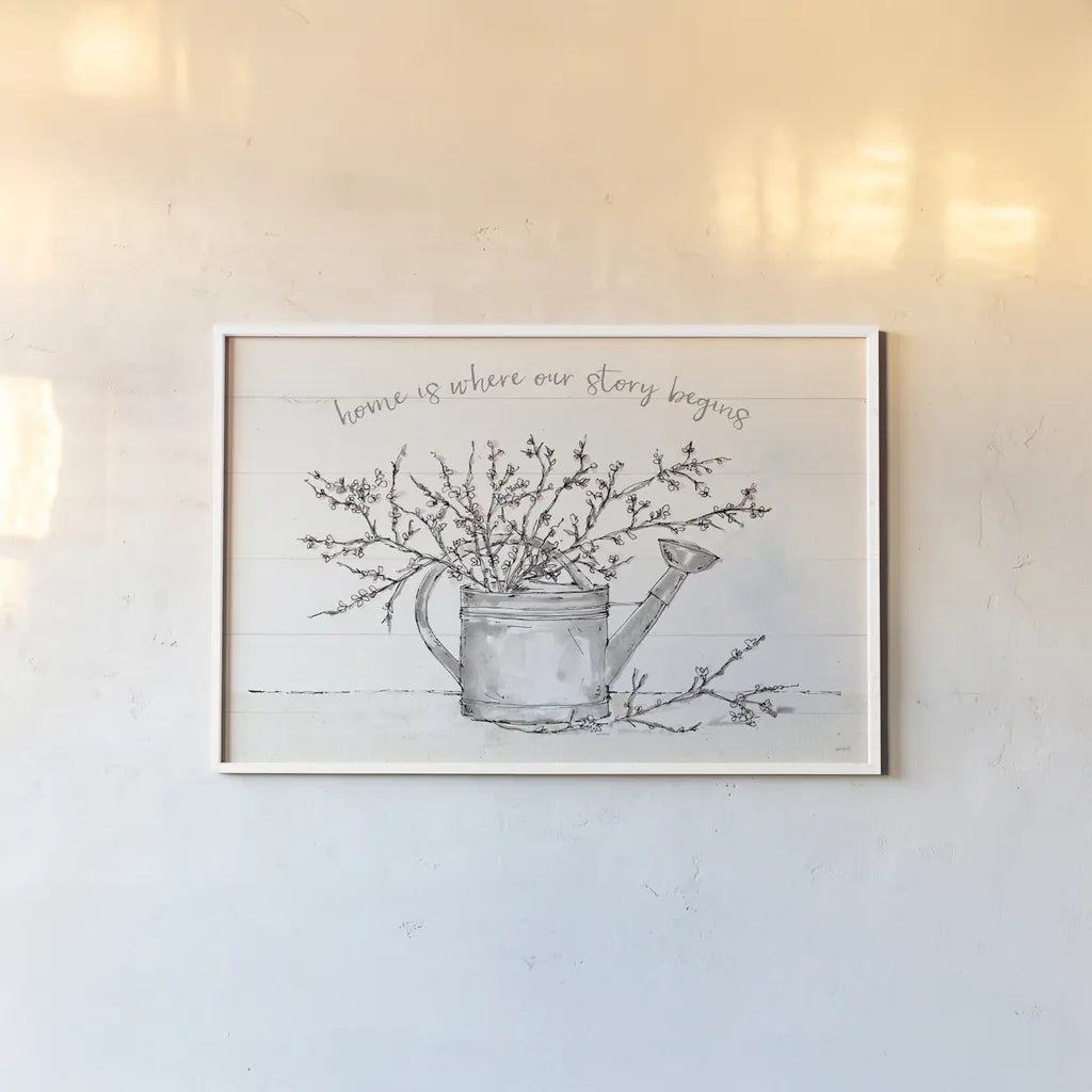 Country Love I by Anne Tavoletti. shown as a paper print in a white frame. Available as a archival giclee rolled canvas, fine art paper, or poster print. SKU 61741i.