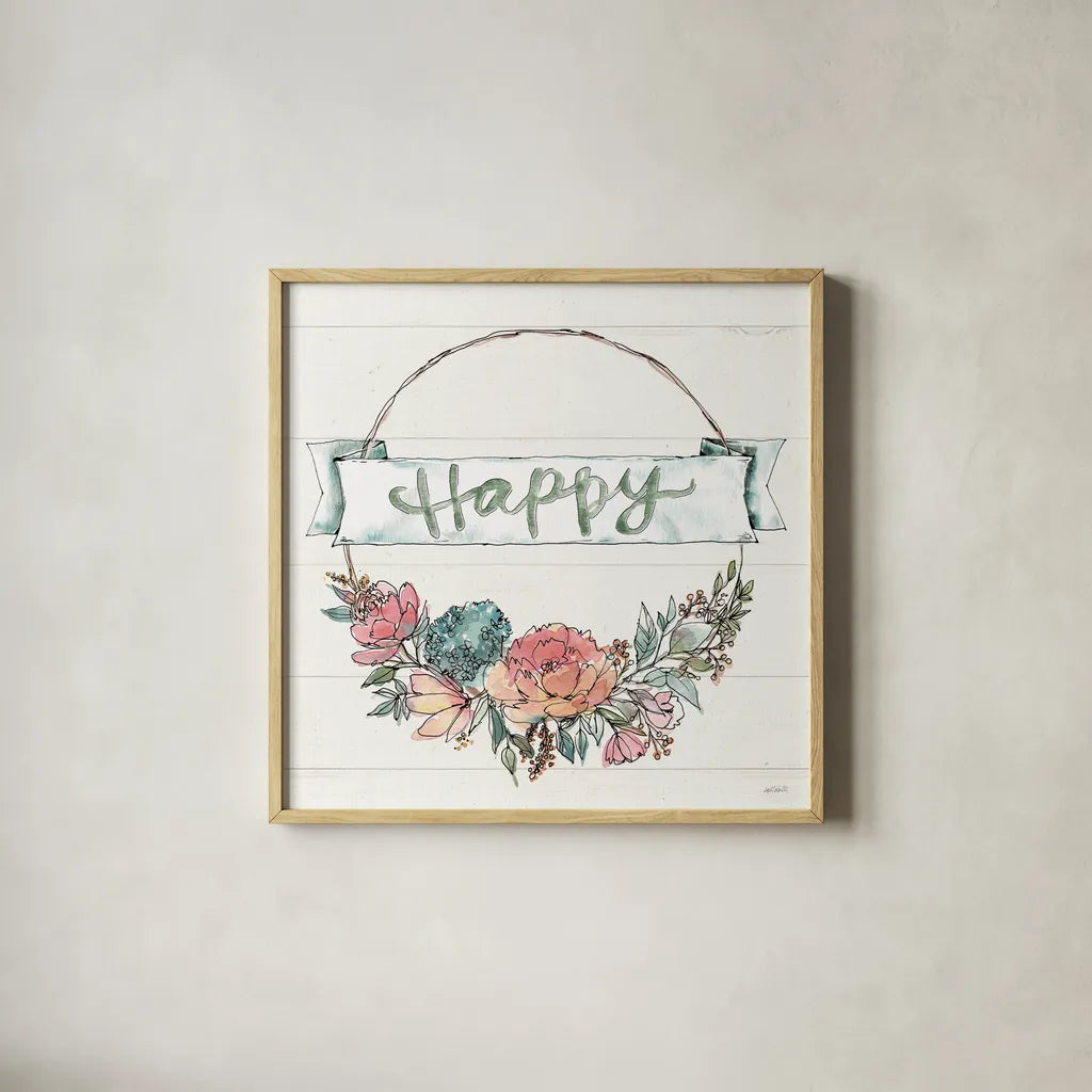 Country Love IV by Anne Tavoletti. Shown in a natural wood glass frame for a timeless modern aesthetic. Available as an archival giclee rolled canvas, fine art paper, or poster print. SKU 61744a.