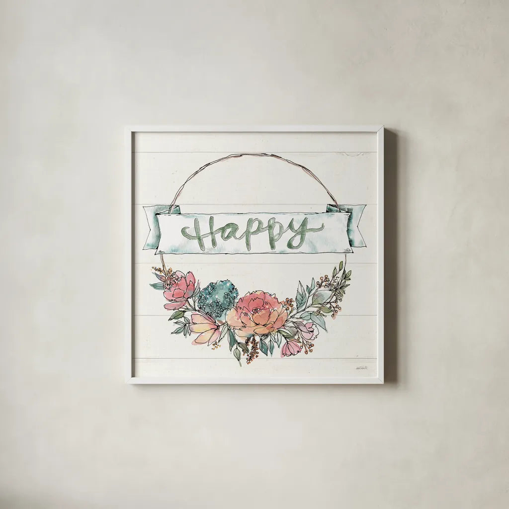Country Love IV by Anne Tavoletti. Shown in a crisp white glass frame for a clean and minimalist style. Available as an archival giclee rolled canvas, fine art paper, or poster print. SKU 61744a.