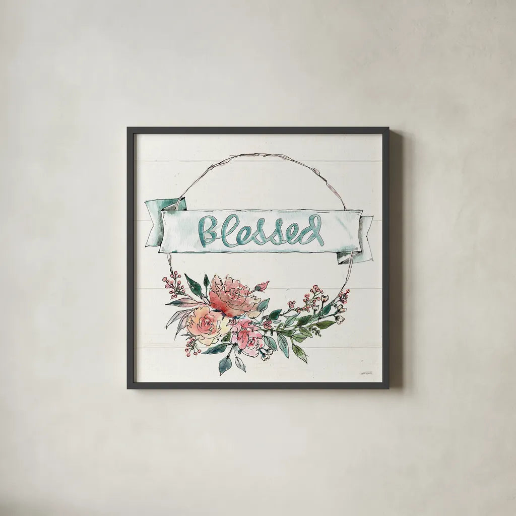 Country Love V by Anne Tavoletti. Shown in a sleek black glass frame for a contemporary gallery look. Available as an archival giclee rolled canvas, fine art paper, or poster print. SKU 61745a.