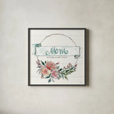 Country Love V Mom by Anne Tavoletti. Shown in a sleek black glass frame for a contemporary gallery look. Available as an archival giclee rolled canvas, fine art paper, or poster print. SKU 68740a.