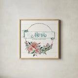 Country Love V Mom by Anne Tavoletti. Shown in a natural wood glass frame for a timeless modern aesthetic. Available as an archival giclee rolled canvas, fine art paper, or poster print. SKU 68740a.