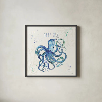 Deep Sea II by Anne Tavoletti. Shown in a sleek black glass frame for a contemporary gallery look. Available as an archival giclee rolled canvas, fine art paper, or poster print. SKU 46569a.