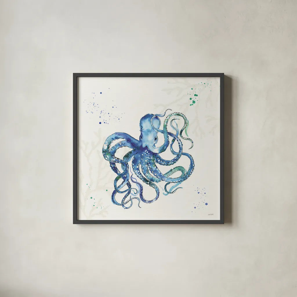 Deep Sea II No Words by Anne Tavoletti. Shown in a sleek black glass frame for a contemporary gallery look. Available as an archival giclee rolled canvas, fine art paper, or poster print. SKU 49129a.