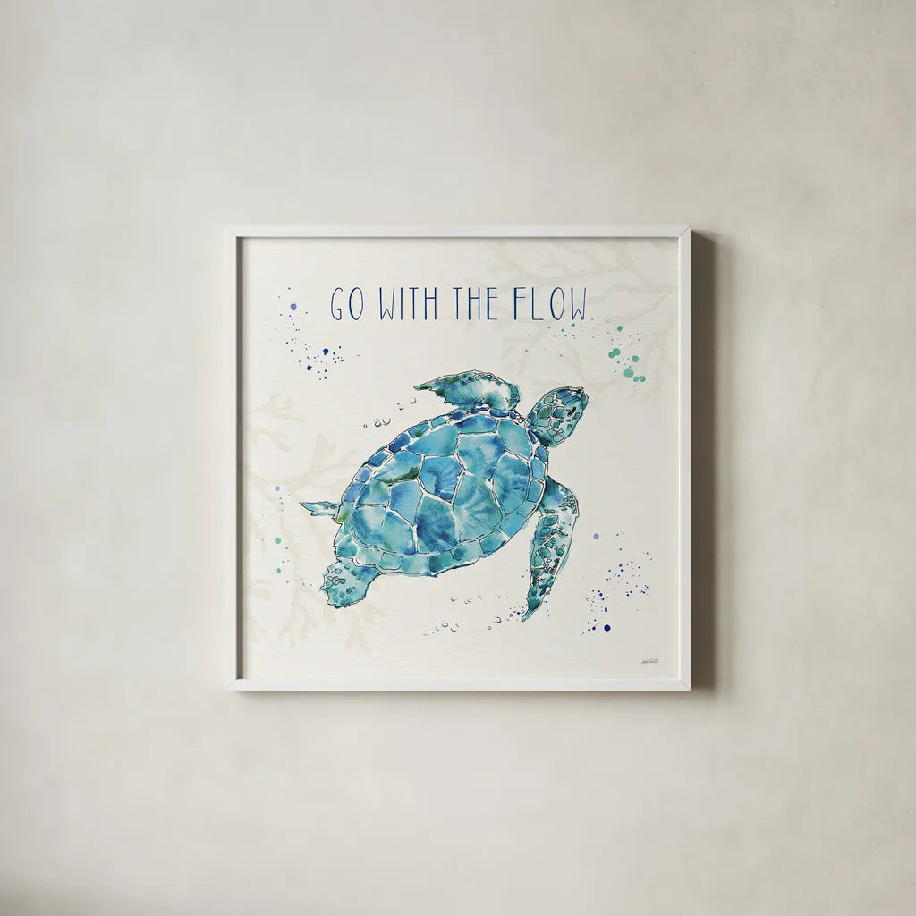 Deep Sea IV by Anne Tavoletti. Shown in a crisp white glass frame for a clean and minimalist style. Available as an archival giclee rolled canvas, fine art paper, or poster print. SKU 46571a.