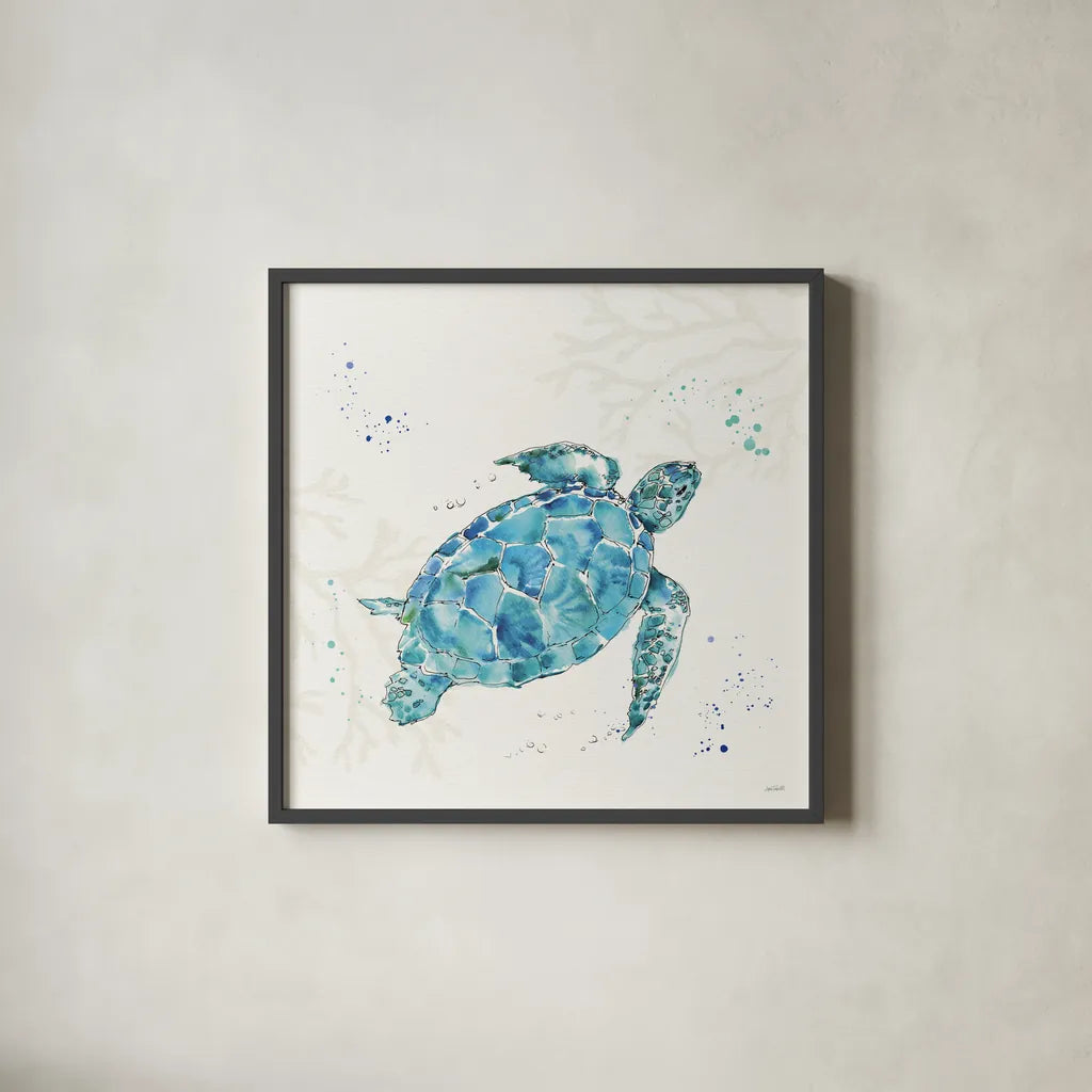 Deep Sea IV No Words by Anne Tavoletti. Shown in a sleek black glass frame for a contemporary gallery look. Available as an archival giclee rolled canvas, fine art paper, or poster print. SKU 49131a.
