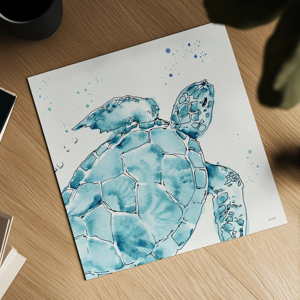 Deep Sea IX Teal by Anne Tavoletti. Shown as a detailed flat fine art print, highlighting archival giclee quality. Available as an archival giclee rolled canvas, fine art paper, or poster print. SKU 53848a.