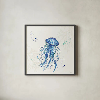 Deep Sea V No Words by Anne Tavoletti. Shown in a sleek black glass frame for a contemporary gallery look. Available as an archival giclee rolled canvas, fine art paper, or poster print. SKU 49132a.
