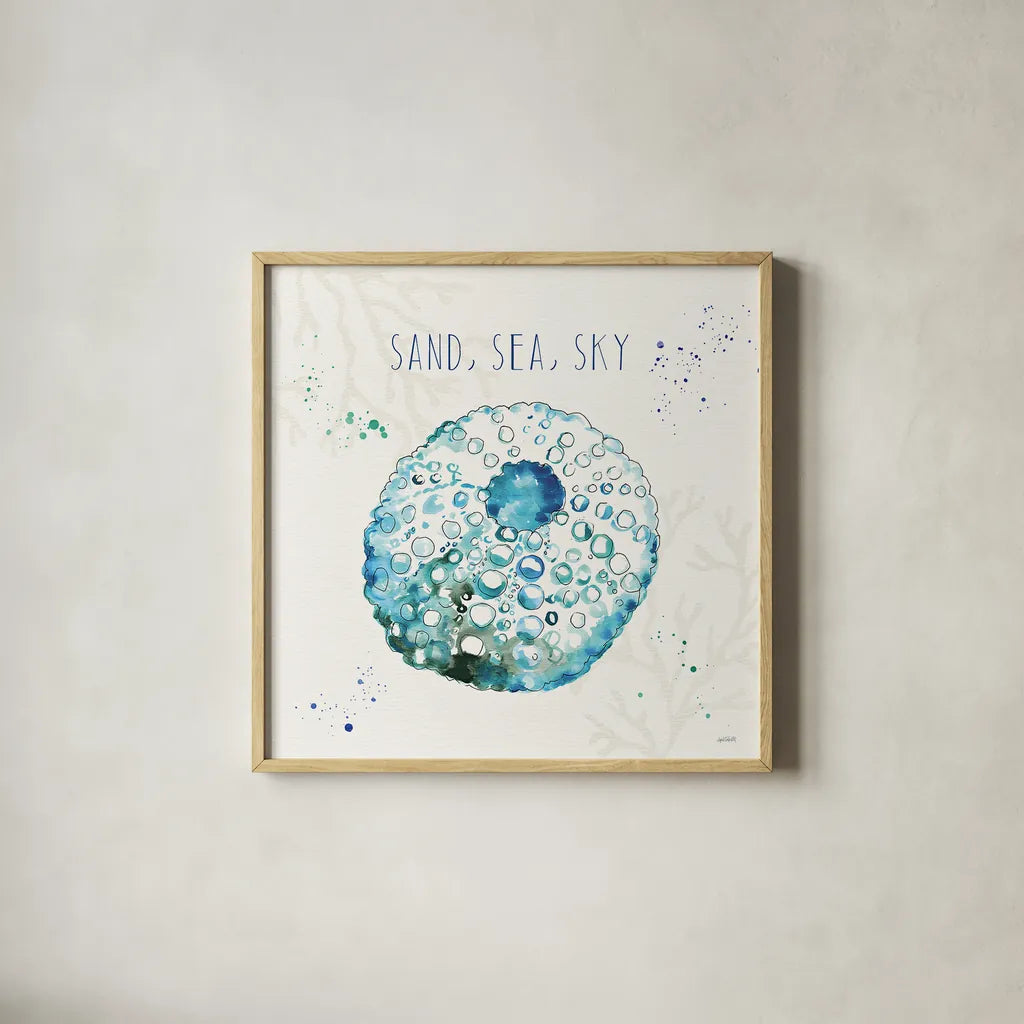 Deep Sea VII by Anne Tavoletti. Shown in a natural wood glass frame for a timeless modern aesthetic. Available as an archival giclee rolled canvas, fine art paper, or poster print. SKU 46574a.