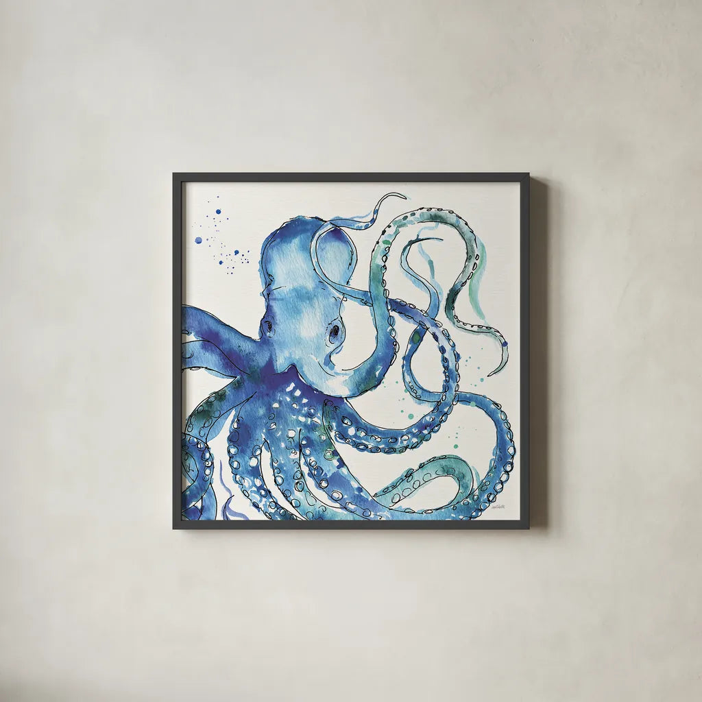 Deep Sea VIII by Anne Tavoletti. Shown in a sleek black glass frame for a contemporary gallery look. Available as an archival giclee rolled canvas, fine art paper, or poster print. SKU 46575a.