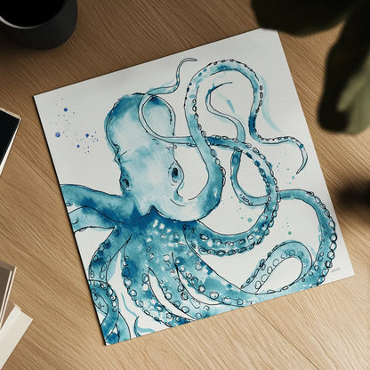 Deep Sea VIII Teal by Anne Tavoletti. Shown as a detailed flat fine art print, highlighting archival giclee quality. Available as an archival giclee rolled canvas, fine art paper, or poster print. SKU 53847a.