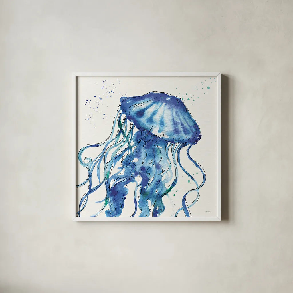 Deep Sea X by Anne Tavoletti. Shown in a crisp white glass frame for a clean and minimalist style. Available as an archival giclee rolled canvas, fine art paper, or poster print. SKU 46577a.