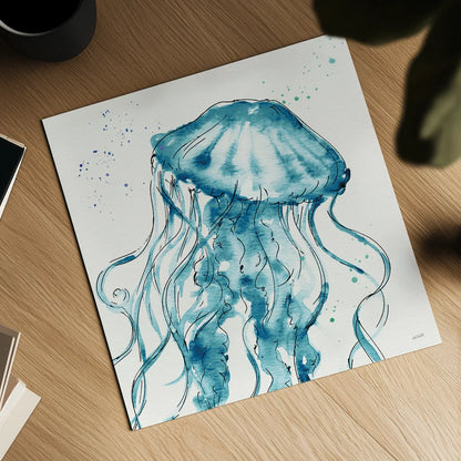 Deep Sea X Teal by Anne Tavoletti. Shown as a detailed flat fine art print, highlighting archival giclee quality. Available as an archival giclee rolled canvas, fine art paper, or poster print. SKU 53849a.