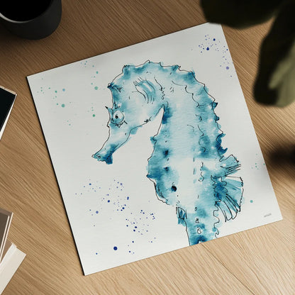 Deep Sea XI Teal by Anne Tavoletti. Shown as a detailed flat fine art print, highlighting archival giclee quality. Available as an archival giclee rolled canvas, fine art paper, or poster print. SKU 53850a.