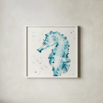 Deep Sea XI Teal by Anne Tavoletti. Shown in a crisp white glass frame for a clean and minimalist style. Available as an archival giclee rolled canvas, fine art paper, or poster print. SKU 53850a.