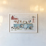 Down on the Farm I No Words by Anne Tavoletti. shown as a paper print in a white frame. Available as a archival giclee rolled canvas, fine art paper, or poster print. SKU 48296i.