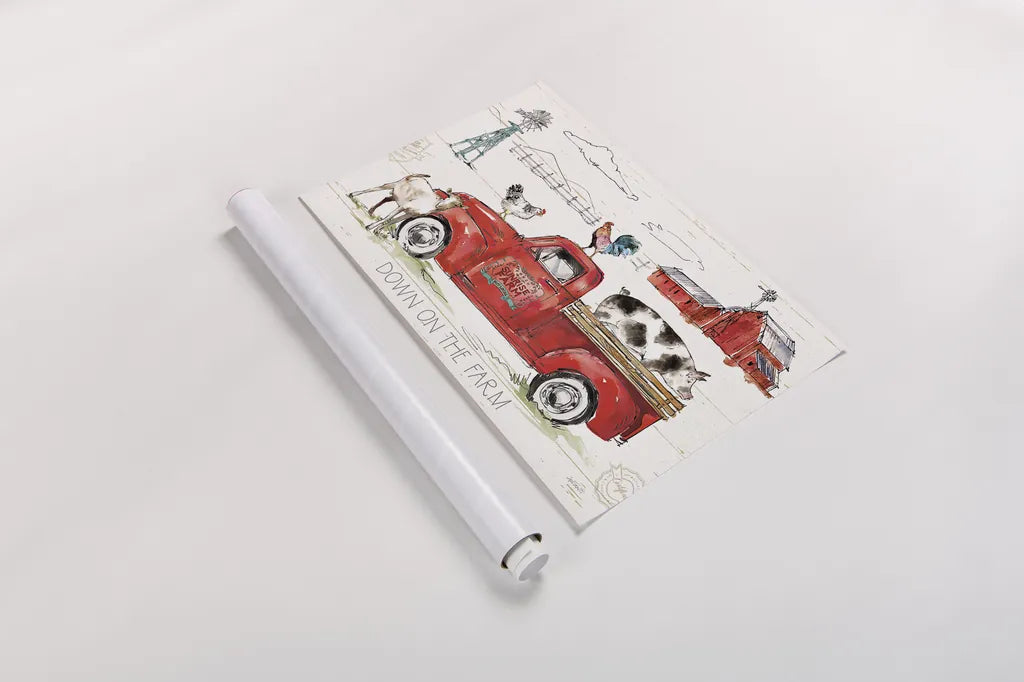 Down on the Farm II by Anne Tavoletti. shown as a rolled paper print. Available as archival giclee rolled canvas, fine art paper, or poster print. SKU 36683i.