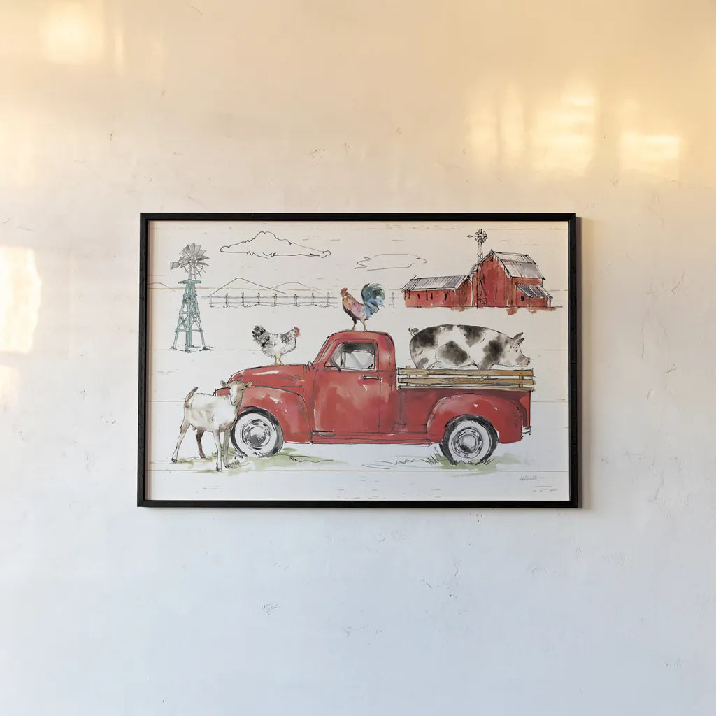 Down on the Farm II No Words by Anne Tavoletti. shown as a paper print in a black flame. Available as a archival giclee rolled canvas, fine art paper, or poster print. SKU 48297i.