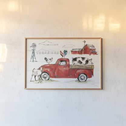 Down on the Farm II No Words by Anne Tavoletti. shown as a paper print in a natural frame. Available as a archival giclee rolled canvas, fine art paper, or poster print. SKU 48297i.