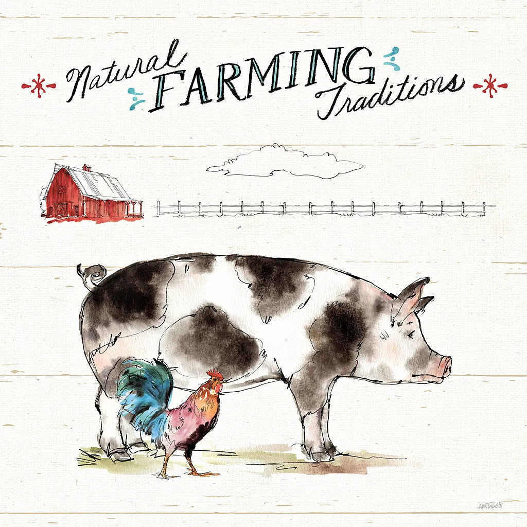 Down on the Farm III by Anne Tavoletti. SKU 36684a. Archival Giclee Fine art print for wall decor.