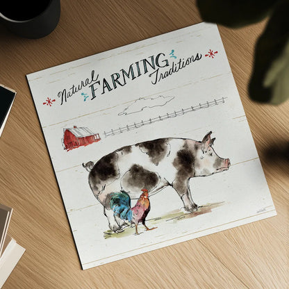 Down on the Farm III by Anne Tavoletti. Shown as a detailed flat fine art print, highlighting archival giclee quality. Available as an archival giclee rolled canvas, fine art paper, or poster print. SKU 36684a.