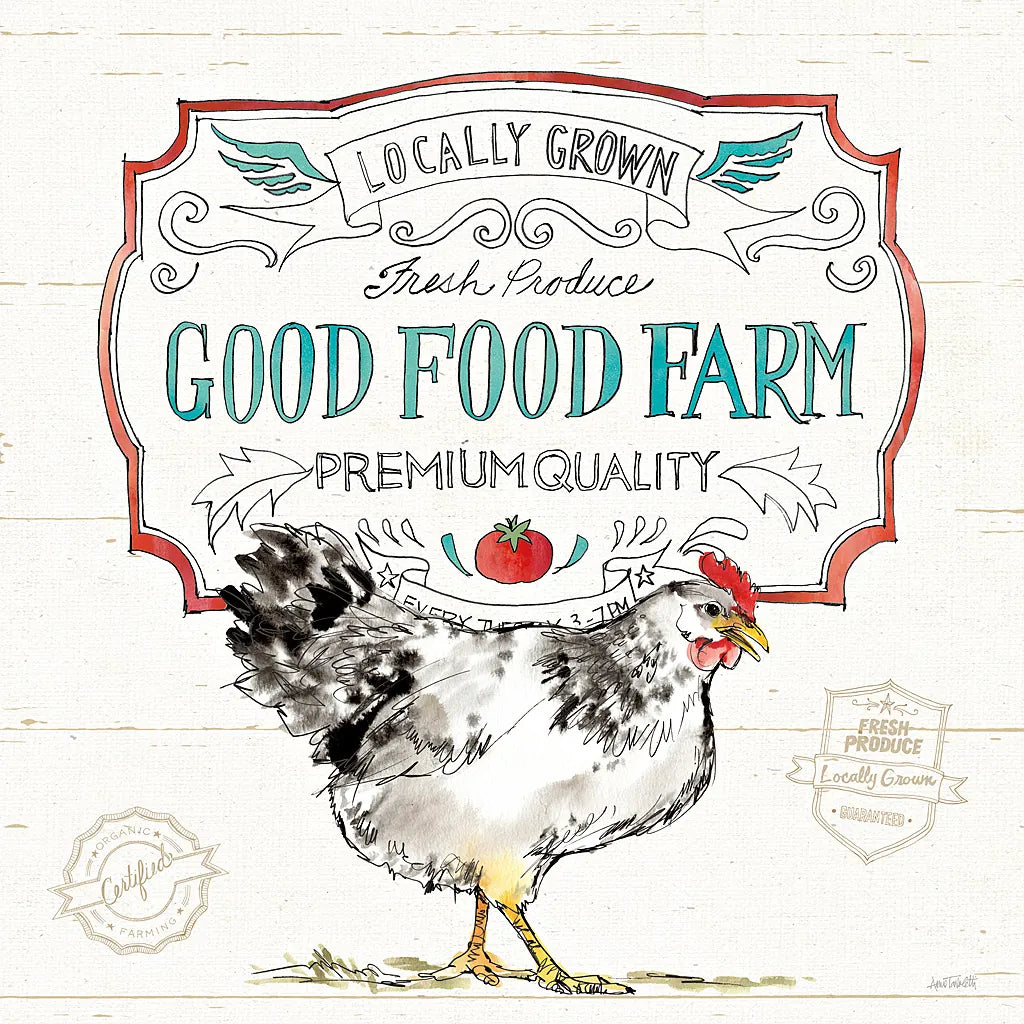 Down on the Farm V by Anne Tavoletti. SKU 36686a. Archival Giclee Fine art print for wall decor.