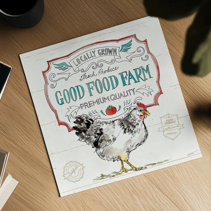 Down on the Farm V by Anne Tavoletti. Shown as a detailed flat fine art print, highlighting archival giclee quality. Available as an archival giclee rolled canvas, fine art paper, or poster print. SKU 36686a.